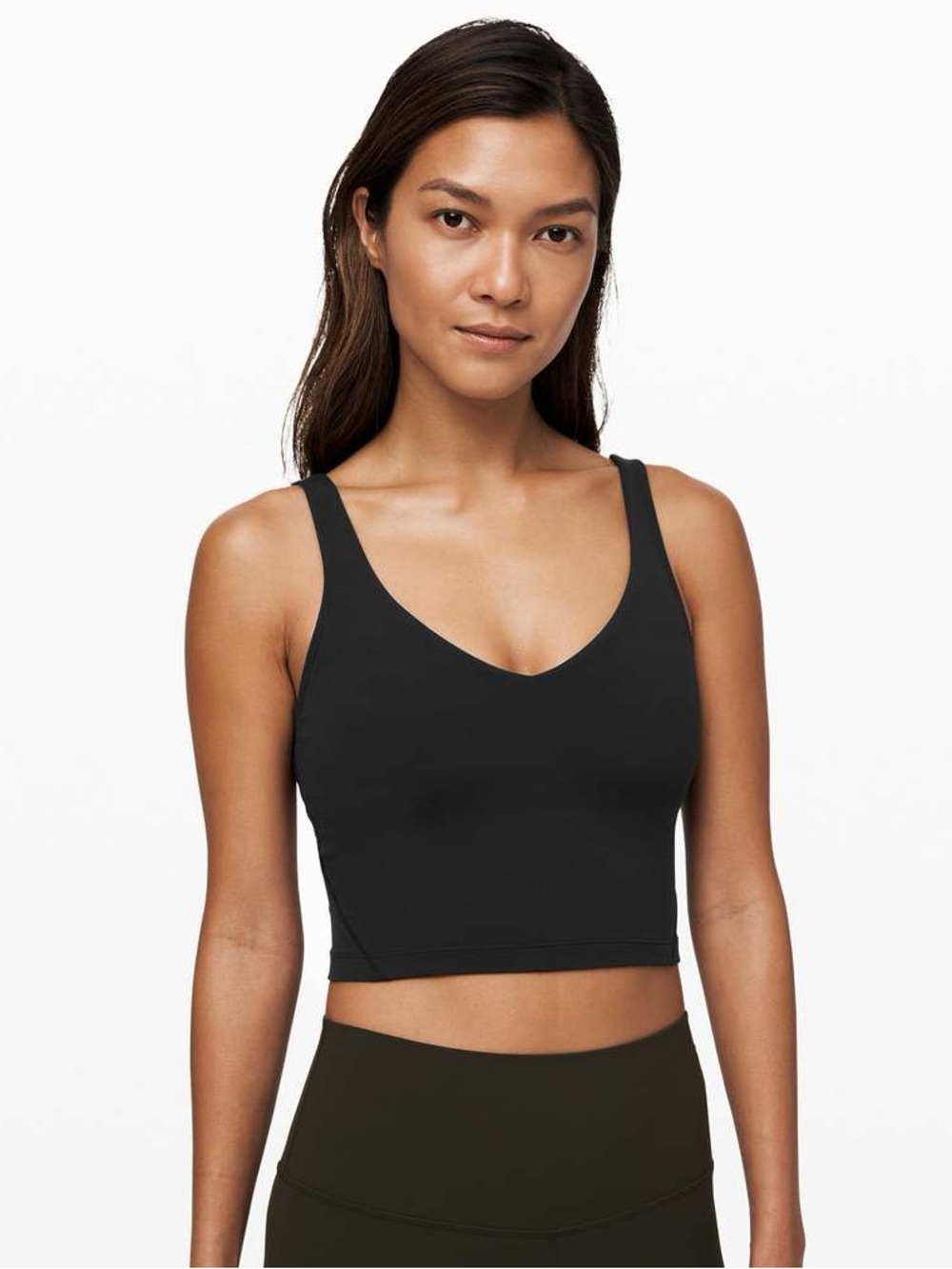 Lululemon Align Tank Top Cropped Black Shelf Bra Nulu Size 12